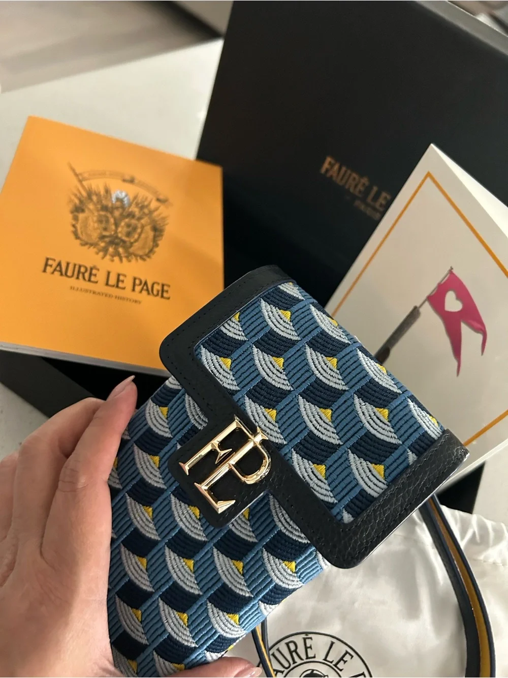 Faure Le Page Blue Patterned Phone Pouch